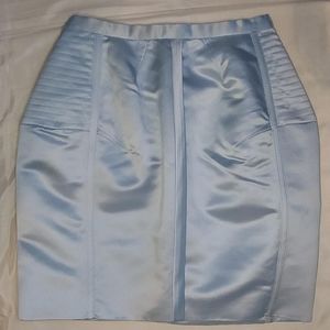 ASOS light ice blue satin boned panel miniskirt zipper structural cyber sexy